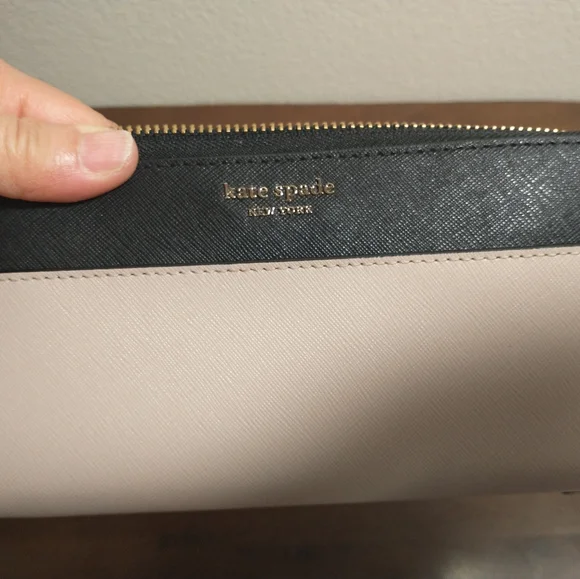 Kate Spade New York Laurel Way Neda Saffiano Leather Zip Around Wallet Tan - Picture 9 of 13